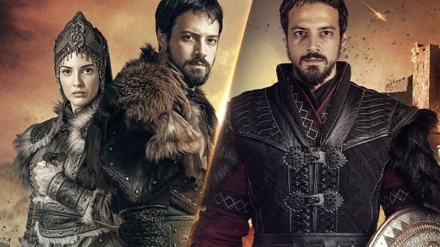 Kuruluş Orhan Season 1 official poster showing Mert Yazıcıoğlu as Orhan Bey in warrior armor.